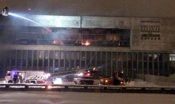 Пожар в библиотеке академического Института научной информации по общественным наукам начался вечером в пятницу